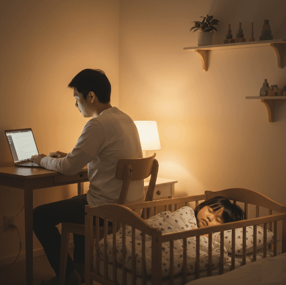 創辦人深夜工作,思念孩子