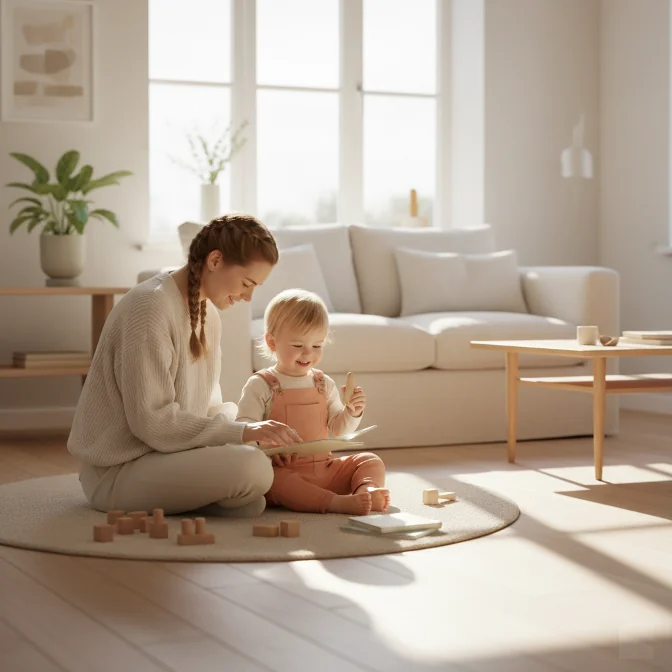 Parent-child activities for ages 0-6 - Mom and child playing with blocks together, nurturing cognitive development